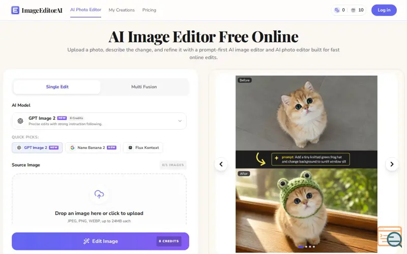 Screenshot of Image Editor AI