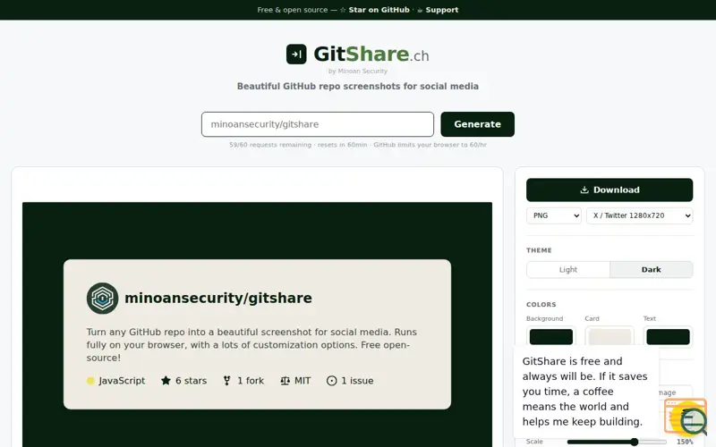 Screenshot of GitShare