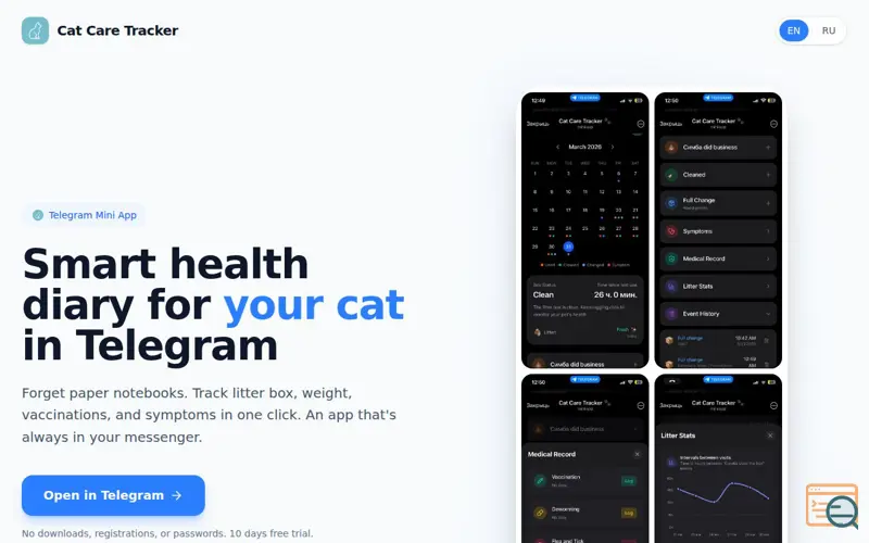Screenshot of Cat Care Tracker 