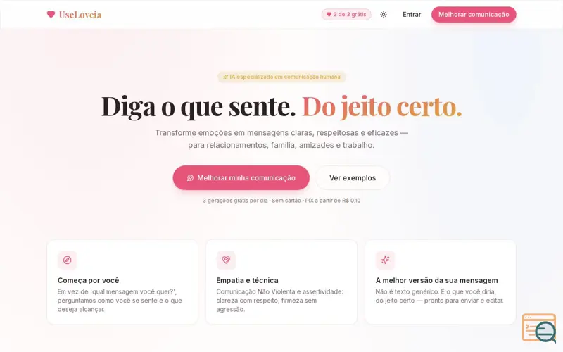 Screenshot of UseLoveia