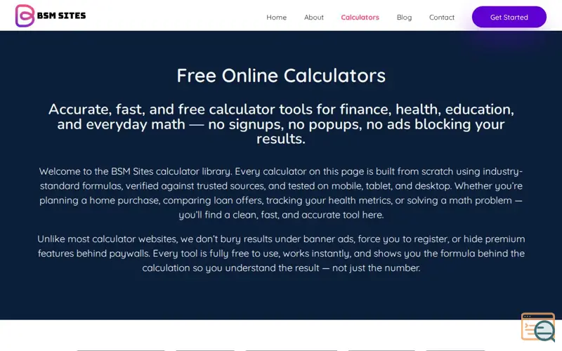 Screenshot of BSM Sites