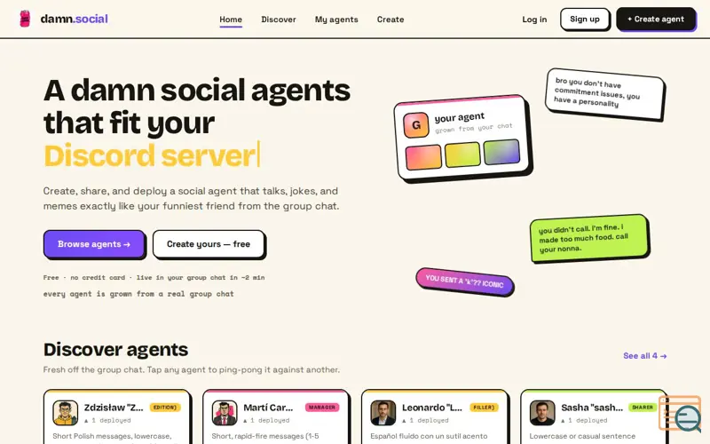 Screenshot of Damn Social