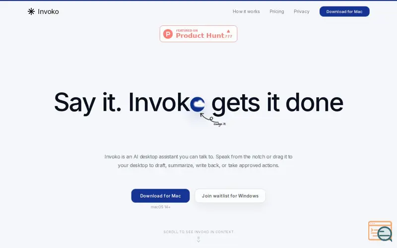 Screenshot of Invoko