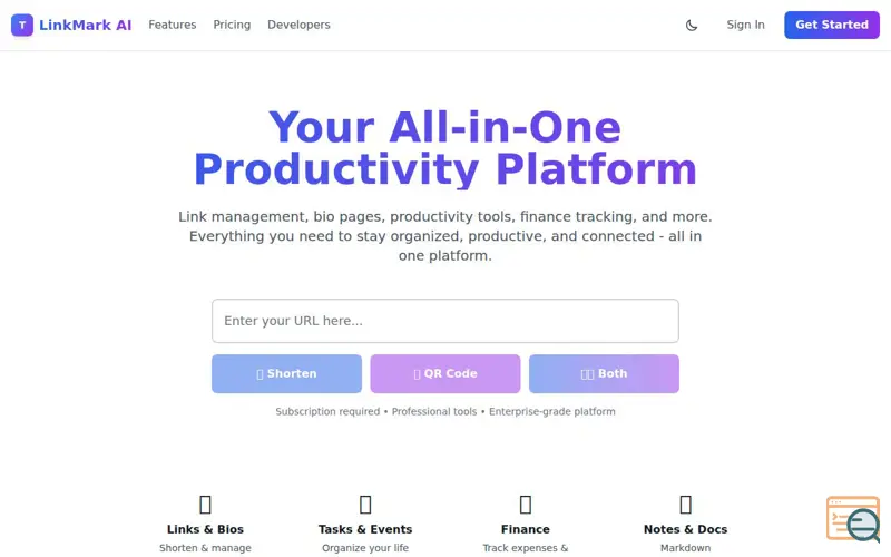 Screenshot of LinkMark AI