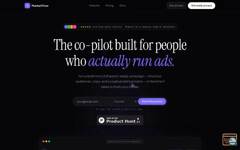 Screenshot of MarketFlow — AI Campaign Co-pilot