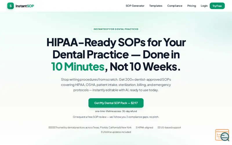 Screenshot of InstantSOP