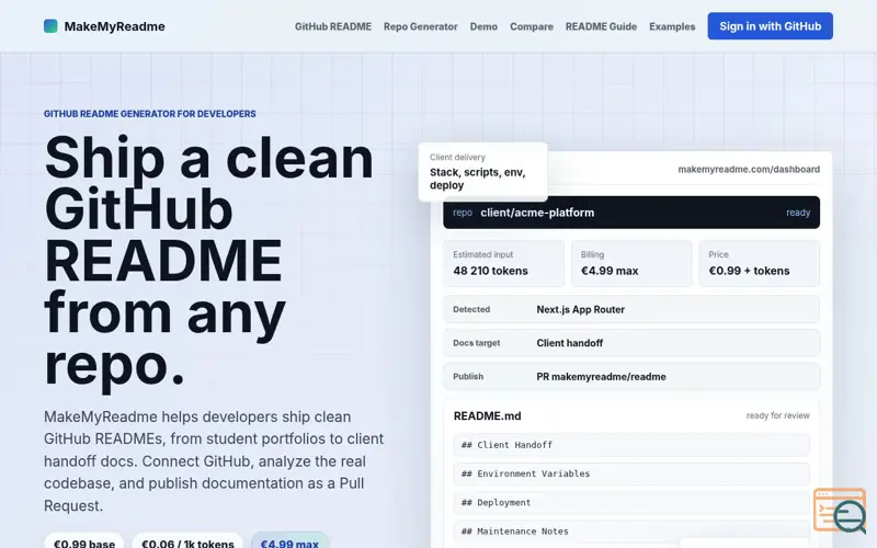 Screenshot of MakeMyReadme