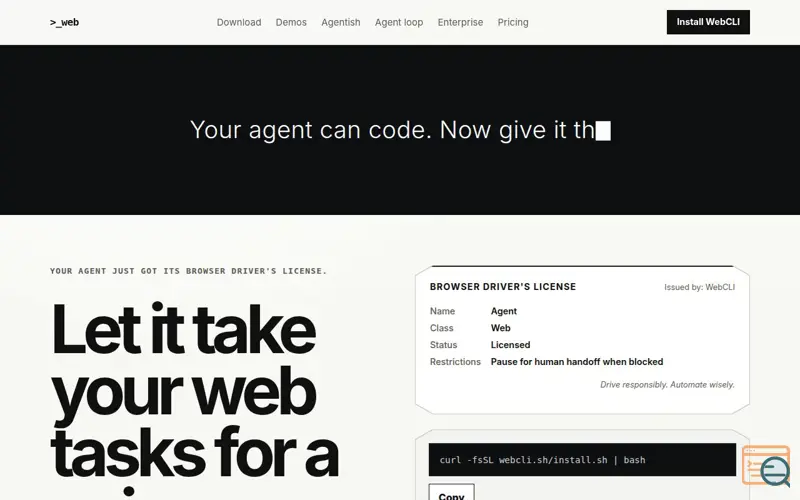 Screenshot of WebCLI