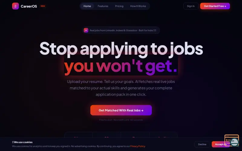 Screenshot of CareersOS India