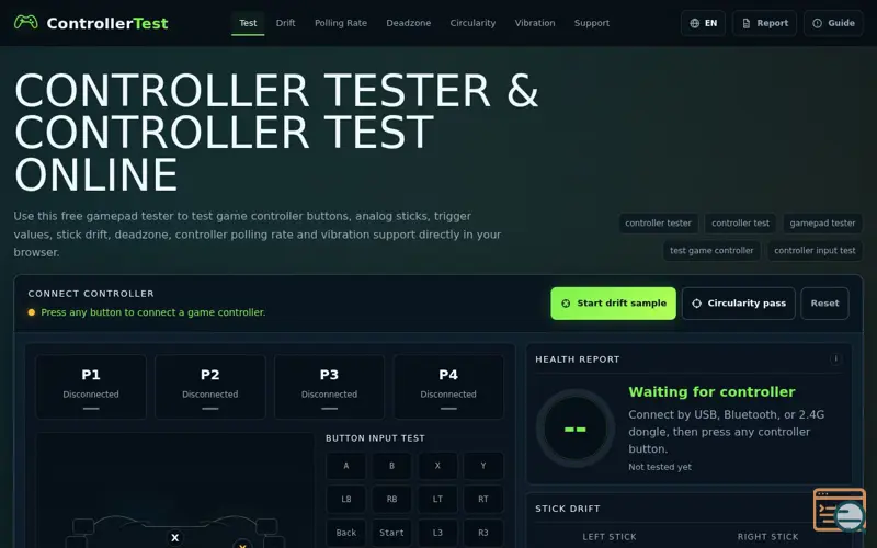 Screenshot of Controllertestonline