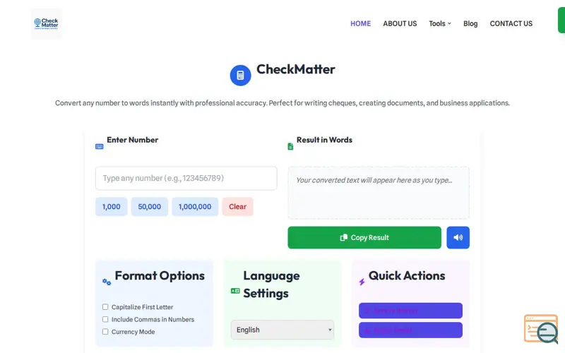 Screenshot of checkmatter.com