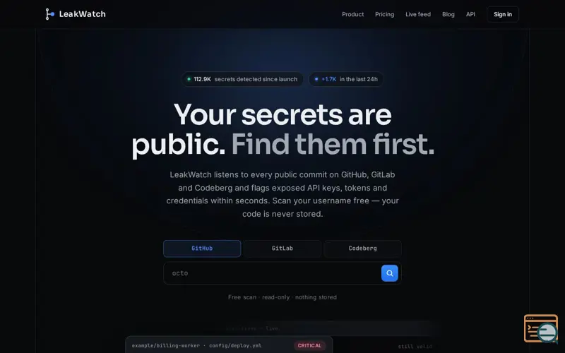 Screenshot of LeakWatch
