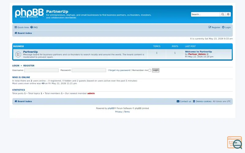 Screenshot of PartnerUp