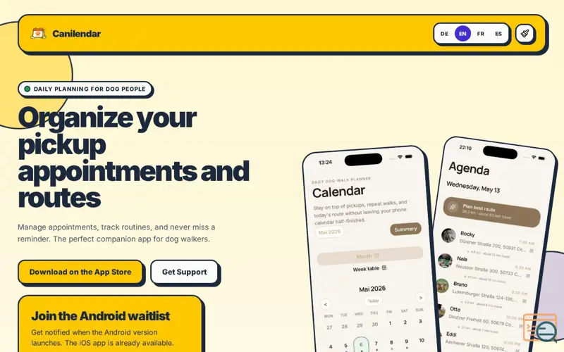 Screenshot of Canilendar