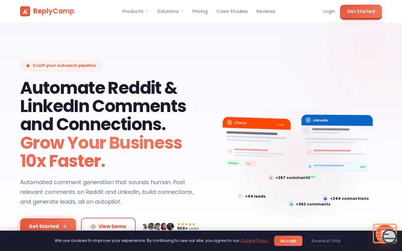Screenshot of ReplyCamp