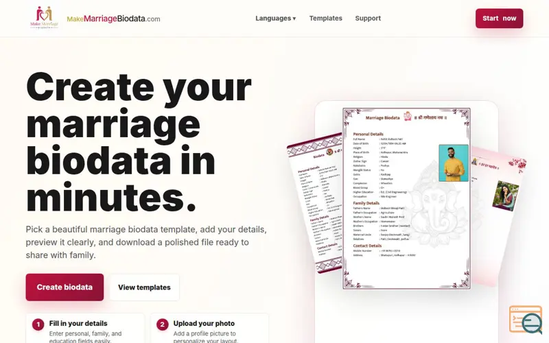Screenshot of Make Marriage Biodata
