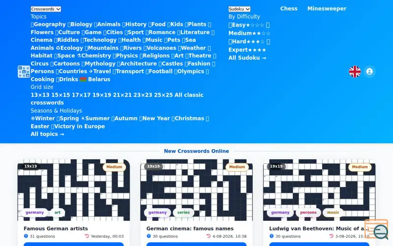 Screenshot of Crossword.by