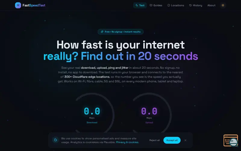 Screenshot of FastSpeedTest