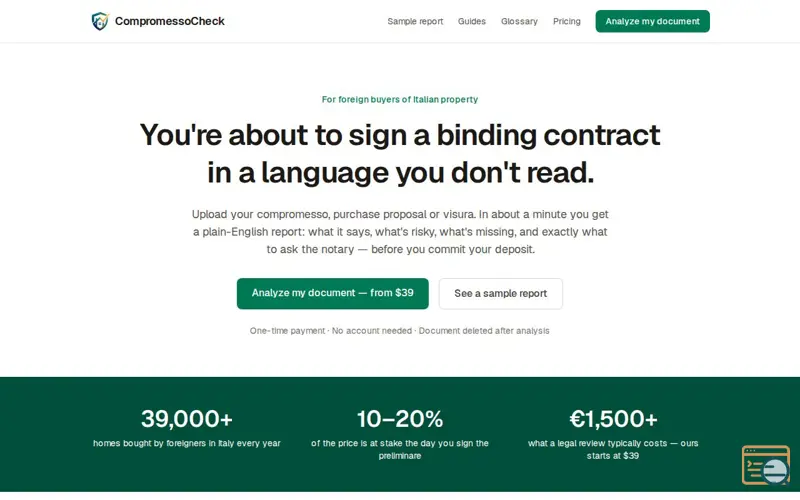 Screenshot of CompromessoCheck