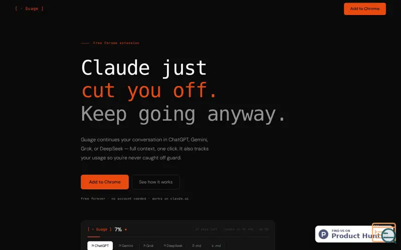 Screenshot of Guage — Claude usage tracker