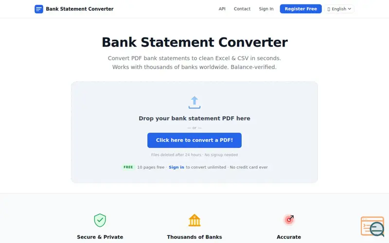 Screenshot of Bank Statement Engine