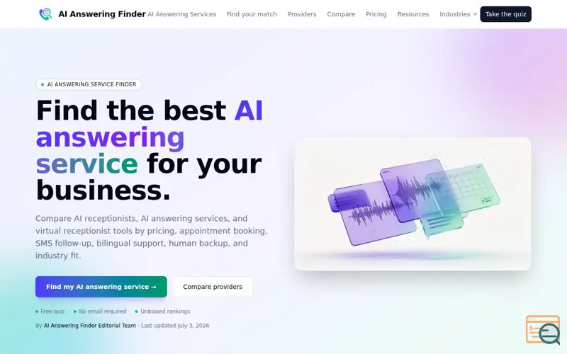 Screenshot of AI Answering Finder