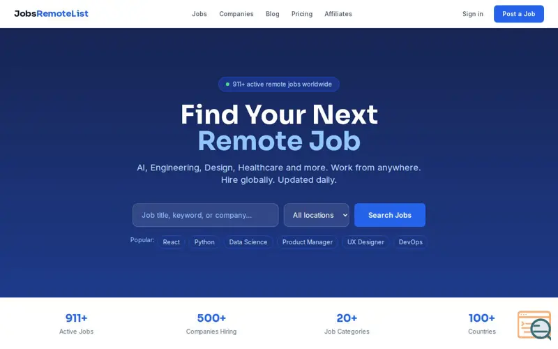 Screenshot of Jobsremotelist