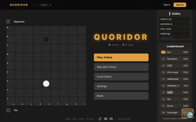 Screenshot of PlayQuor