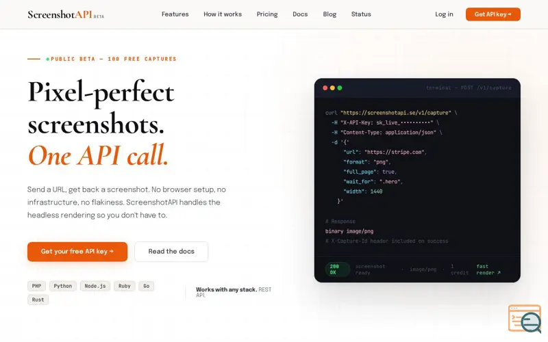 Screenshot of Screenshotapi