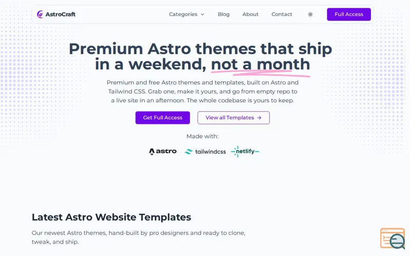 Screenshot of AstroCraft Theme