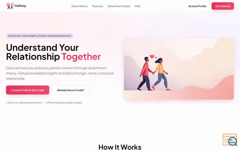 Screenshot of HalfWay Relationship Assessment