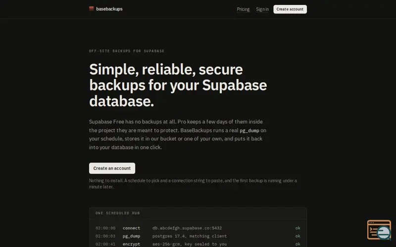 Screenshot of BaseBackups