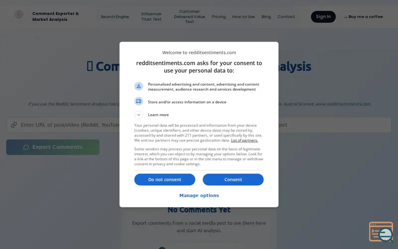 Screenshot of Reddit Sentiments