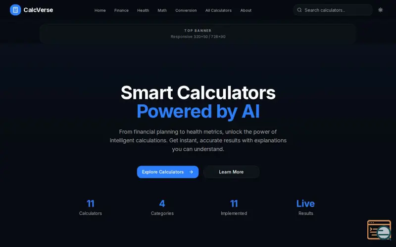 Screenshot of CalcVerse