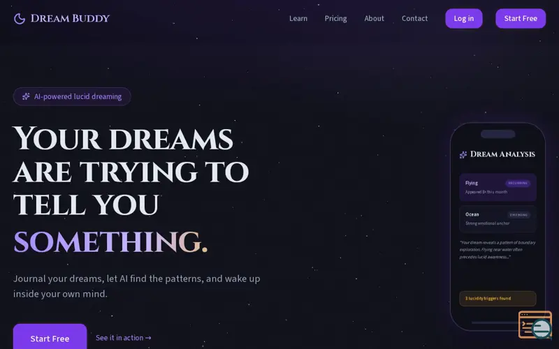 Screenshot of Dream Buddy