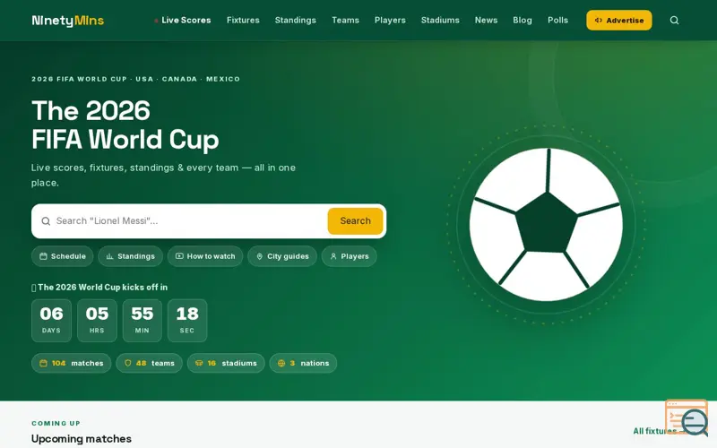 Screenshot of NinetyMins