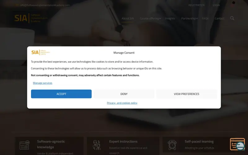 Screenshot of Software Implementation Academy
