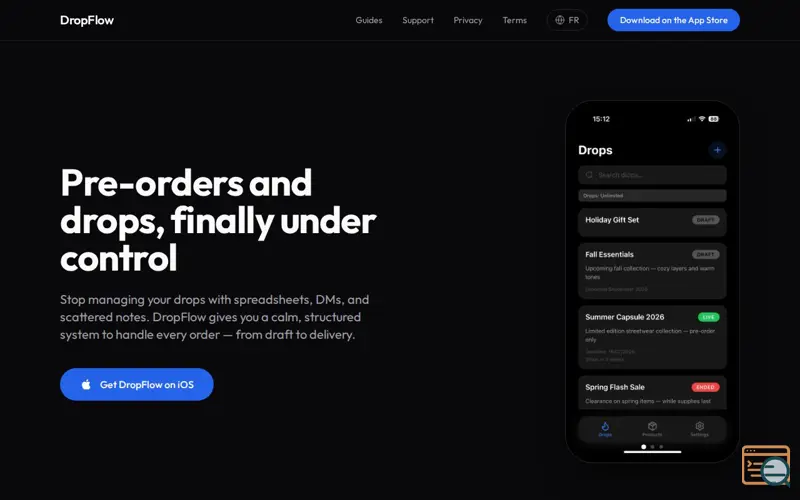 Screenshot of DropFlow