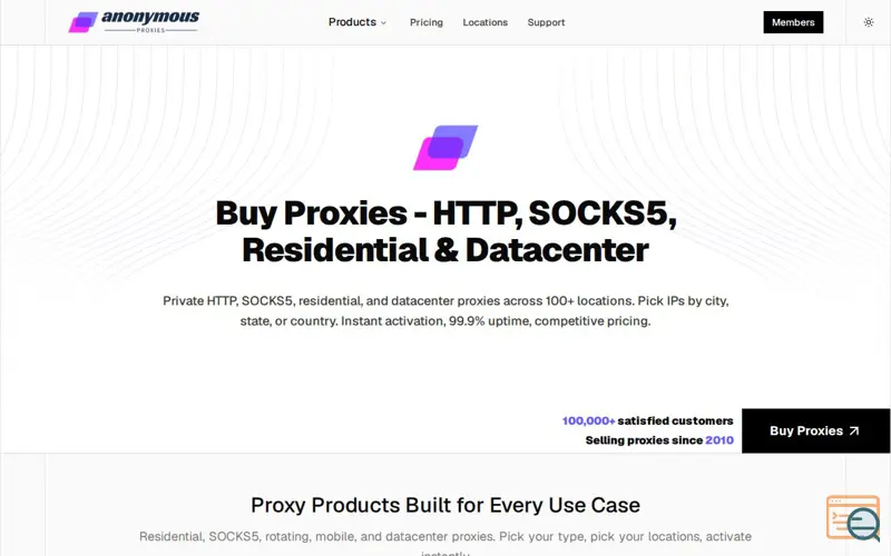 Screenshot of Anonymous Proxies