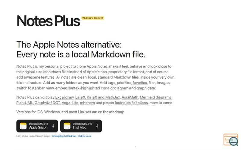 Screenshot of Notes Plus — Apple Notes, but Markdown and local