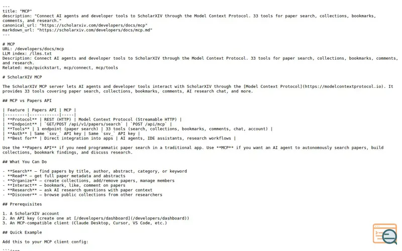 Screenshot of ScholarXIV MCP
