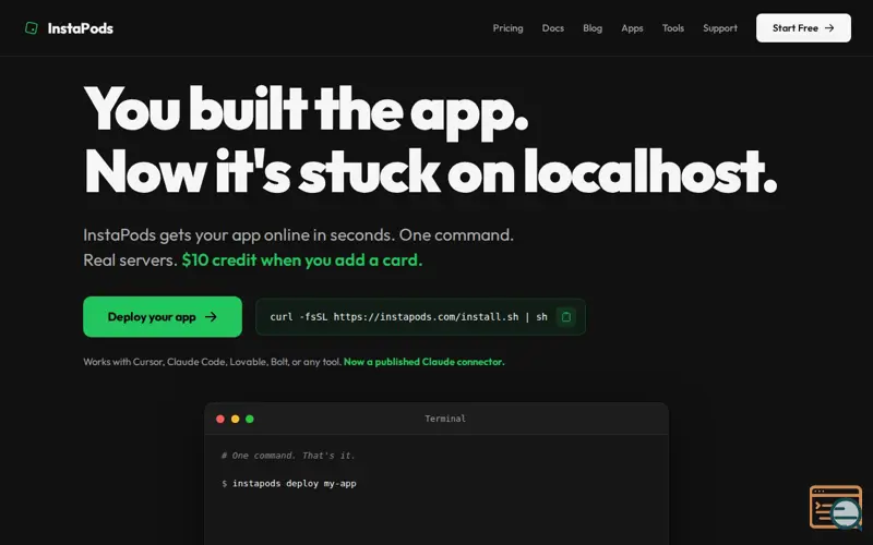 Screenshot of Get your app online in seconds