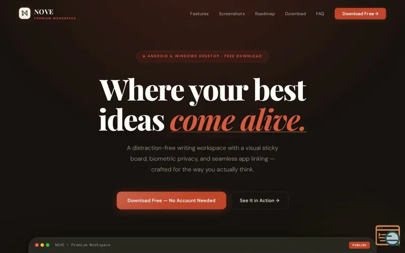 Screenshot of NOVE
