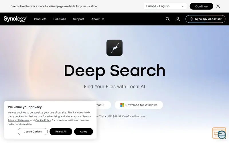 Screenshot of Synology Deep Search