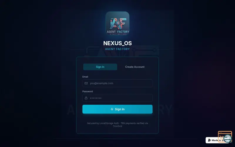 Screenshot of NEXUS_OS · Agent Factory