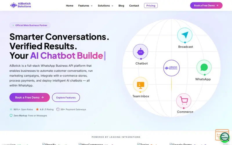 Screenshot of AiBotick Solutions, a launch using Plesk