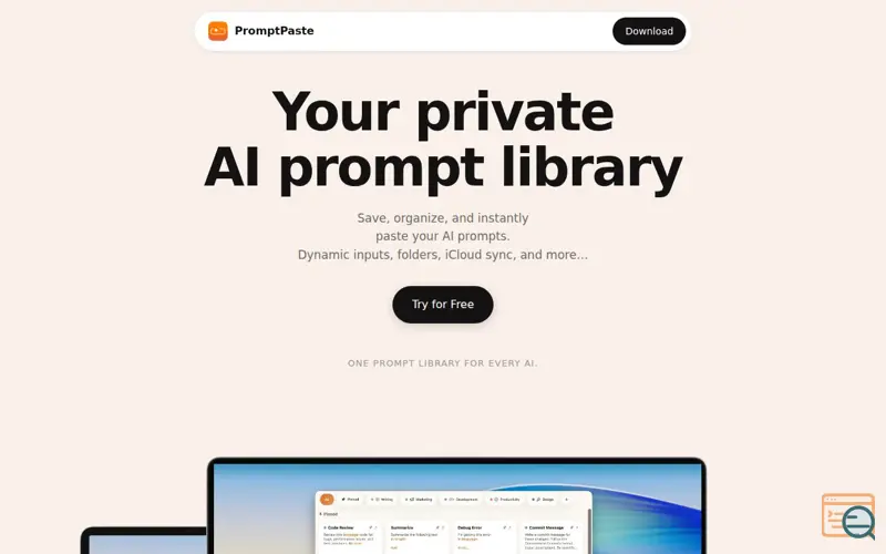 Screenshot of PromptPaste