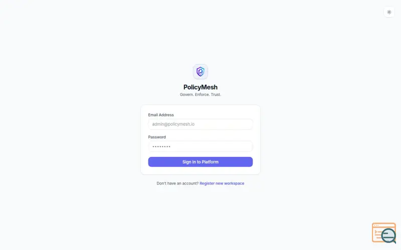 Screenshot of PolicyMesh — Govern. Enforce. Trust.