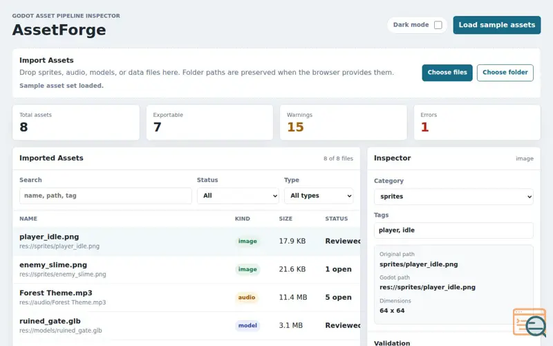 Screenshot of AssetForge