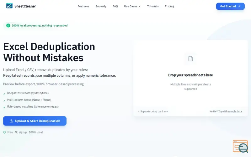Screenshot of SheetCleaner